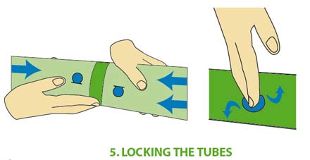 Push the locks exactly above the other. Then push the locks inwards and fold them aside
