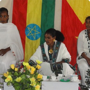 14 Three beautifully dressed ladies prepared a coffee ceremony