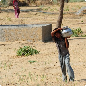 6 As women do not work with the men  a little boy brings the water to us