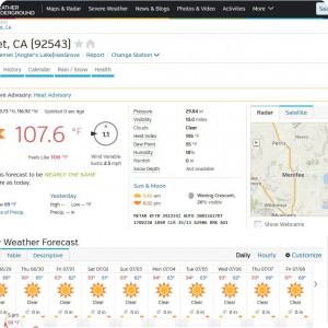 1. The weather in Hemet  California  at the end of June 2016