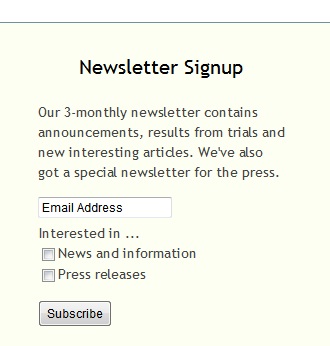 Newletter signup